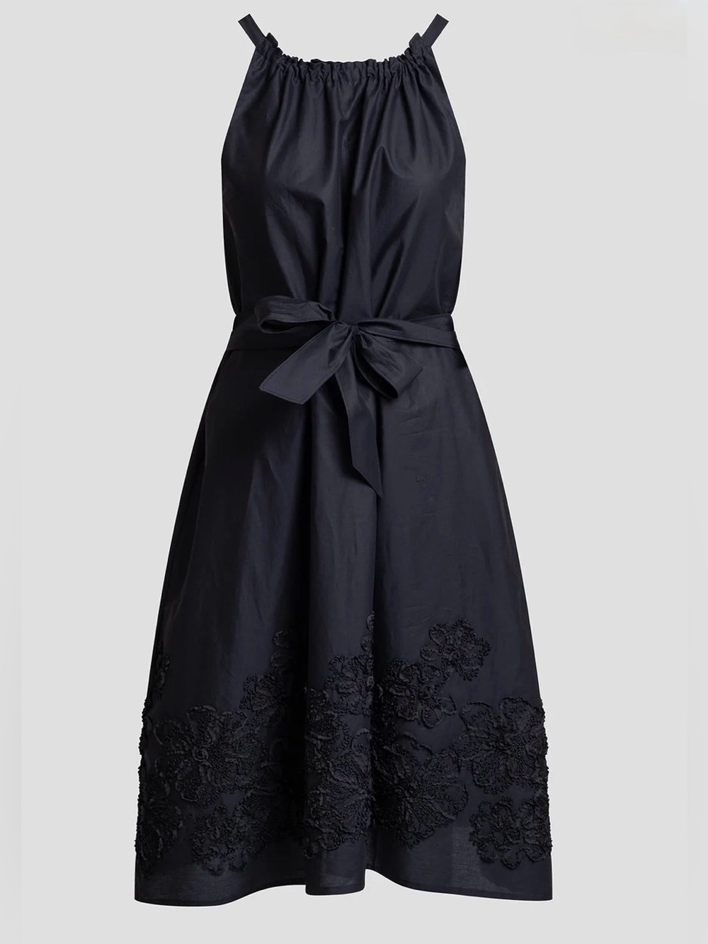 NATORI Carnation Embroidery Cotton Voile Halter Dress